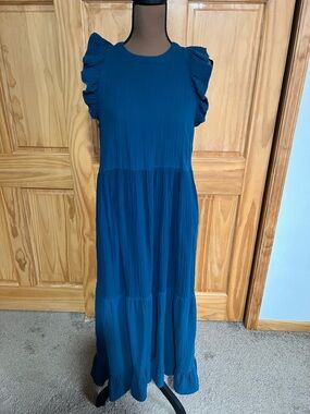 Universal Thread Teal Ruffle Sleeve Tiered Maxi Dress